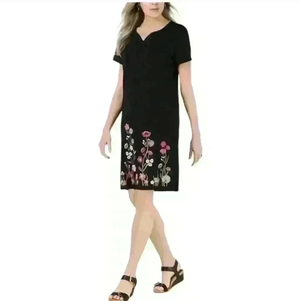 KAREN SCOTT | Sport Women's Short Sleeved V-neck Floral Midi Dress